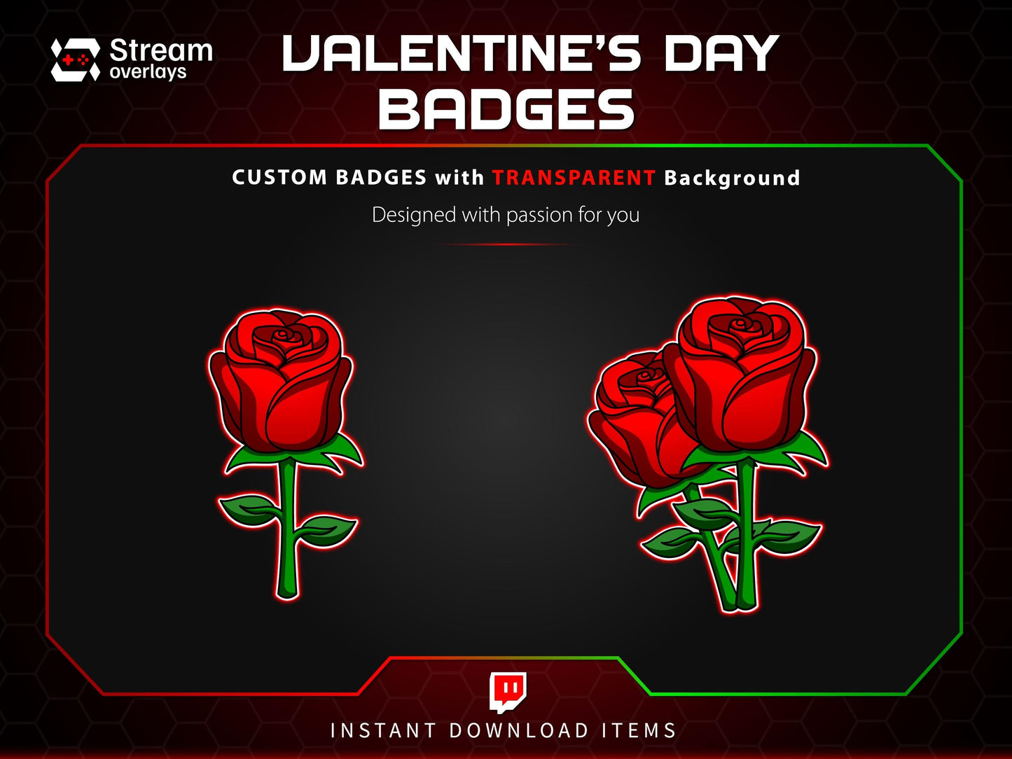 Valentine's Day Sub badges | Rose & Flower Subscriber Badge | Bouquet Twitch stickers| Romantic Loyalty Stickers, Love Streamer Discord Kick
