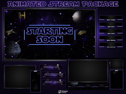Space Twitch Overlay Pack | Animated Sci-Fi Stream Screens | Galaxy Streaming Package | gaming stream overlays | Streams Alerts | Streamlabs