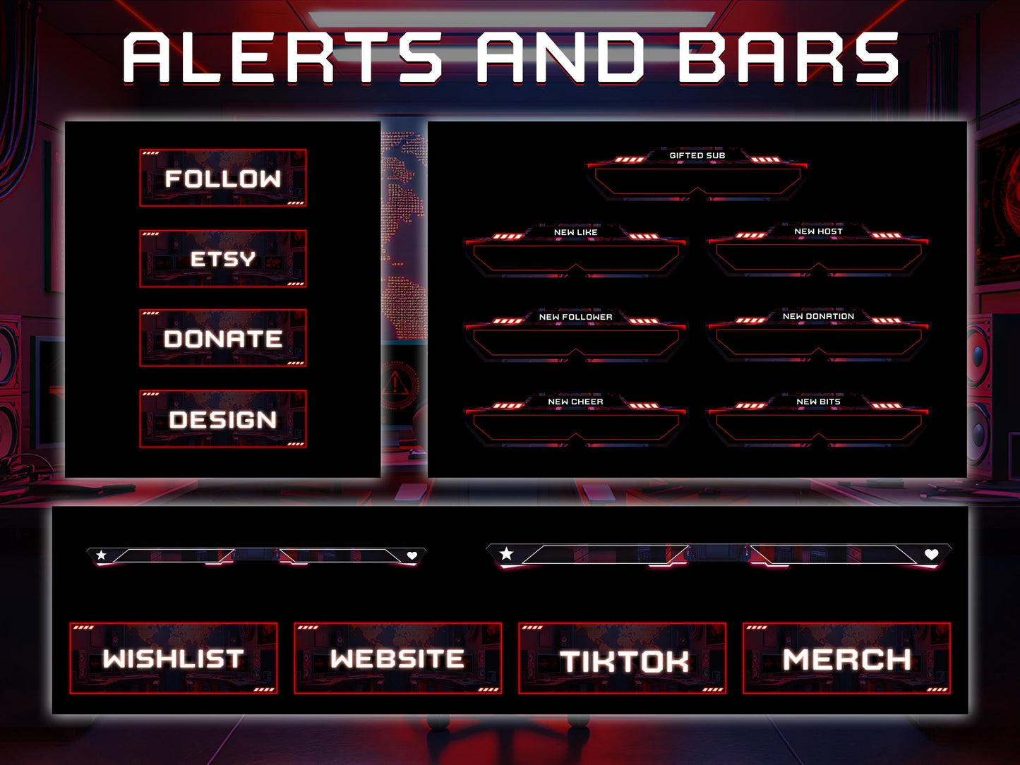 Hacker Room Twitch Overlay | Red Gaming Room | Secret Control Room Stream Overlays | Gamer Streams | Animated Streaming | Screens | Panels