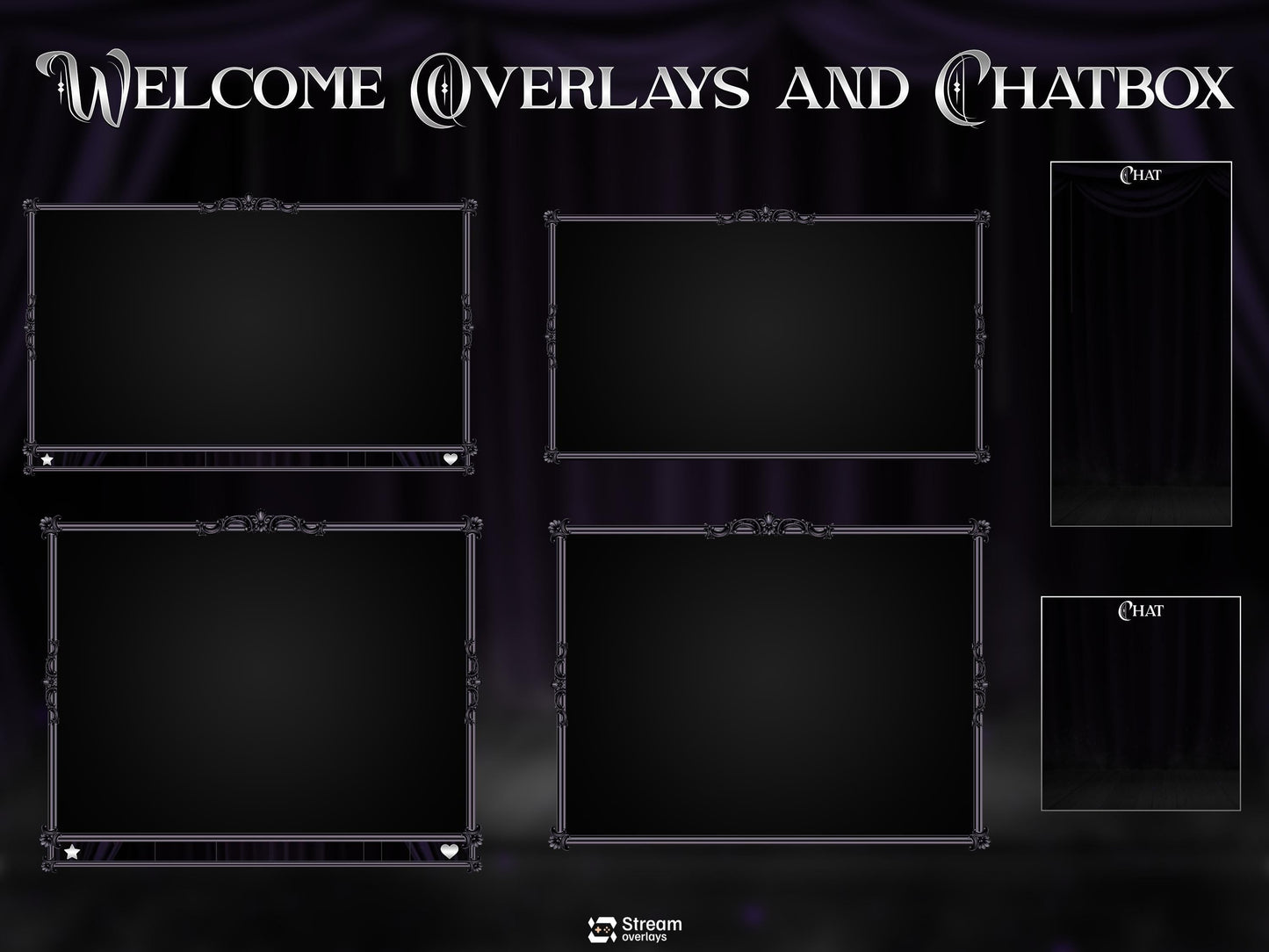 Elegant Theater Twitch Overlay Pack | Animated Dark Stage Curtain Stream Package, OBS Overlay, Twitch Panels, Stream Alerts | Kick & YouTube