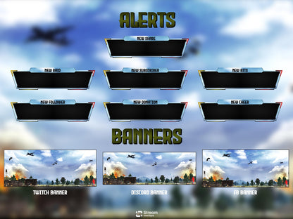 Military Theme | Twitch overlay | Animated Stream | Combat Scenes | Animate Stream Screens | Panels |  Warzone | Alerts | Battlefield Stream