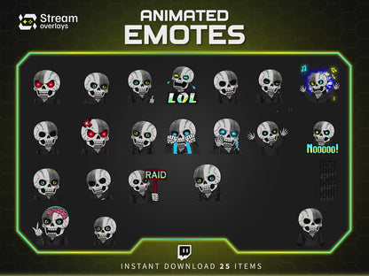 25x Cyborg & Skull Emotes | Animated + Static Twitch Emotes | Futuristic Twitch Emotes | Twitch Sub Emotes | Tiktok Emotes | Discord Emojis