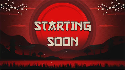 Samurai Stream Overlay Pack | Japanese Stream Package | Streaming Twitch | Stream Scenes | Red Moon Gaming | Panels | Alerts | Screens,OBS
