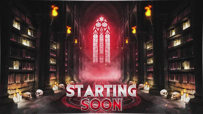 Horror Gothic Stream Overlay Pack, Dark Fantasy Library Twitch Overlay, Magic Cathedral Gaming Overlay, Animated OBS Stream Screens & Panels