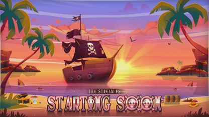 Pirate Twitch Overlay | Tropical Animated Stream Pack | Adventure Streams | Twitch Alerts | Starting Soon | Panels | Streaming Package, BRB