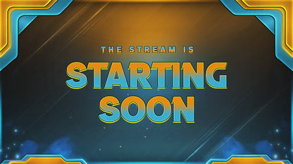 Animated Twitch Overlay Pack | Blue Gold Stream Overlays | Modern Gaming Screens, Starting Soon BRB Alerts, Streaming Panels, Stream Package