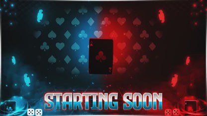 Poker Cards Stream Overlay Pack | Kick Stream | Card Game | Red Blue Neon Gambling Theme | Twitch Assets | Casino Overlay Dice Gaming