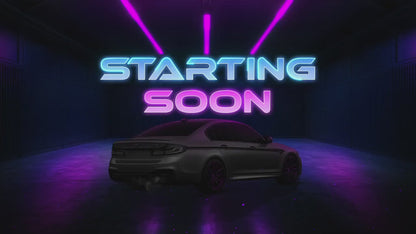 Car Twitch Overlay Pack | Animated Racing Stream | Neon Streaming scenes | Purple Screen Animation | Streams Alerts | Panels, Streamlabs,OBS