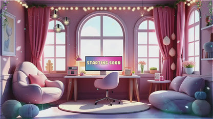 Cozy Pastel Gaming Room Twitch Overlay Pack | Animated Stream Package, OBS Overlay, Twitch Panels, Stream Alerts, Stream Transition, YouTube
