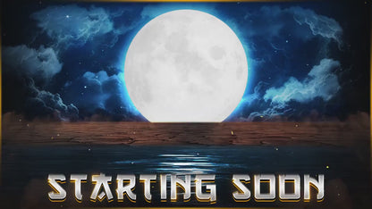 Blue Moon Stream Overlay Package | Midnight Lunar Twitch Overlay | OBS Overlay, Dark Blue Starting Soon, Twitch Panels, Stream Layout Assets