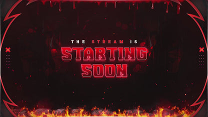 Blood and Fire Twitch Overlays | Dangerous Gamer | Dark Crimson Stream, Red Dripping Horror, Dark Money Gaming Starting Streams, OBS overlay