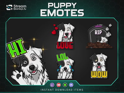 Dog Emotes Pack, Puppy Twitch Emotes, Cute Funny Dog Emote Bundle, Discord Twitch Streamer Emotes Set, Gaming Emotes Pack (Digital Download)