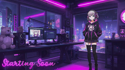 Cyberpunk Twitch Overlay | Neon Gaming Room | Anime Stream Overlays | Gamer Streams | Animated Streaming | Girl Package | Twitch Screens