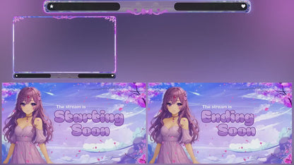 Anime Girl Twitch Stream Pack, Sakura Stream Overlay, Vtuber Girl OBS Overlay, Kawii Stream, Mystical Stream Bundle, Pastel Fantasy Stream
