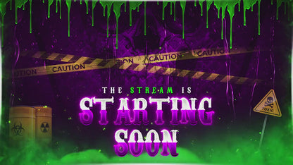 Radioactive Stream Pack, Toxic Twitch Overlay, Animated Stream Package | Stream Scenes | Slime Gaming | Panels | Alerts | Screens | Scene
