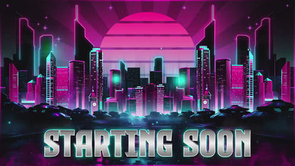 Neon Cyberpunk Stream Pack | Animated Twitch Overlay | Retro Synthwave City | Streaming Scenes | Gaming Overlay | Panels | Alerts | Screens