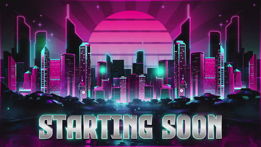 Neon Cyberpunk Stream Pack | Animated Twitch Overlay | Retro Synthwave City | Streaming Scenes | Gaming Overlay | Panels | Alerts | Screens