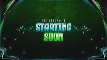 Cyberpunk Neon Green & Teal Tactical Design | Sci-Fi Tech Streamer Overlay | Radar Animated Twitch Stream Overlay Package | Full OBS Setup