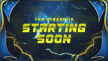 Energy Twitch Overlay | Lightning Streaming Pack | Electric Animated Scenes, Blue Yellow Power Streams, Twitch Alerts, Starting Soon, Panels