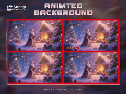 Enchanted Winter Santa Background– Cozy Christmas Cottage | Animated Christmas Background | Magical Christmas Background |Snowy Wonderland