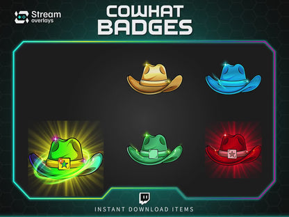 Twitch Cowhat Subscriber Badges | Western Hat Sub Badges | Loyalty Badges for Streamers | Western-Style Badges for Multi-Month Subscriptions