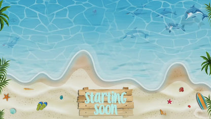 Beach Theme Gaming Overlay | Animated Streaming Pack | Summer Twitch Overlay | Ocean Screens Animation | Alerts | Panels | Streamlabs | OBS