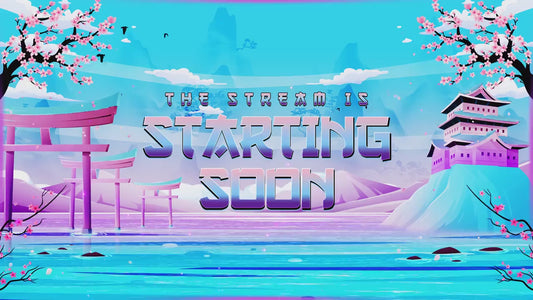 Japanese Kawaii Twitch Overlay | Sakura Cherry Blossom Stream Overlays | Cozy Mountain Lake OBS Bundle | Pastel Sky Screens, Panels, Webcam