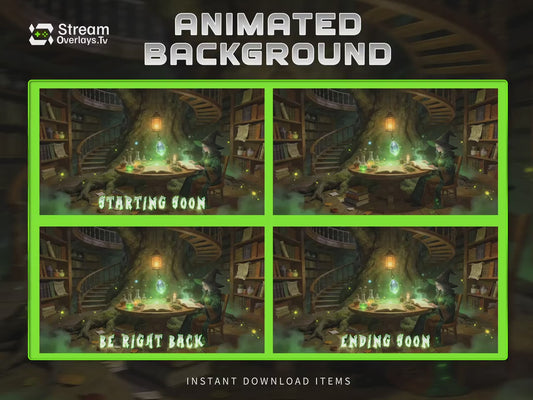 Wizard Library Animated Background | Fantasy Spell Book Screens | Magical Witch Stream Overlay Background | Twitch Starting Soon BRB Ending