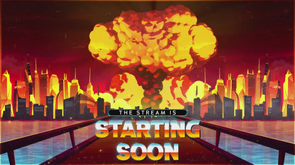 Atomic Explosion Stream Package, Nuclear Blast Twitch Overlay, Cyberpunk City Fire Overlays, Dystopian Stream Apocalypse City OBS Streamlabs